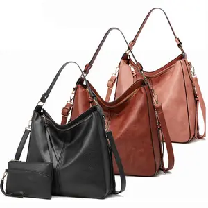 High Quality Big Capacity Luxury Design PU Ladies Side Pockets Totes Shoulder Bags Women Handbags Messenger Handbag with Purse