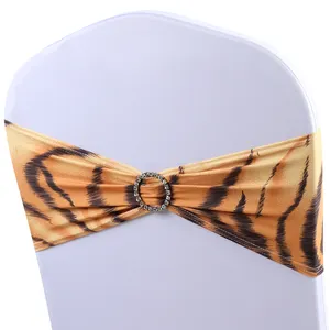 Tiger Pattern Spandex Stretch Chair Bands Sashes for Wedding Pary Birthday Events
