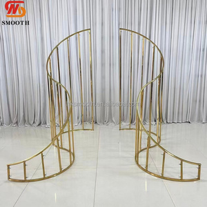 SMOOTH Unique Style S shape Golden Stainless Steel Metal Wedding Arch <b>Backdrop</b> Wholesale Price Creative New Style - Product Image 4