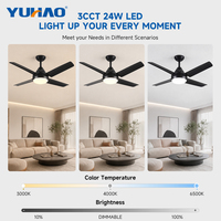 Ventilador de Techo de 52 Pulgadas con 4 Aspas de ABS y Motor BLDC Silencioso, Fabricación OEM ODM, para Sala de Estar, Comedor y Hogar