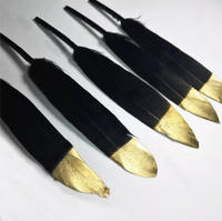 Plumes d'oie naturelles douces et pointues, teintes or, de 4 à 6 pouces, pour cosplay, carnaval, bracelet, châle, ailes, masque, mariage, fête, couture