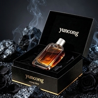 Boîte cadeau rétro de luxe noire et or gaufrée, flacon de parfum transparent à fond épais, cadeaux d'affaires