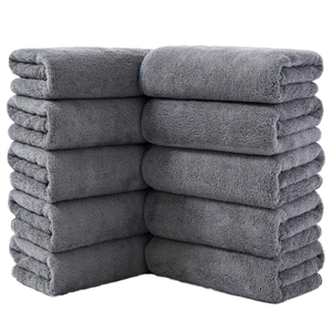 Toalla facial de microfibra Sakano [Juego de 10 piezas, gris carbón, 35x75 cm] Esponjosa, de alta absorción, tacto suave, secado rápido, duradera - Product Image 1