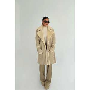 เสื้อโค้ทขนสัตว์แบบกลับด้านได้สำหรับผู้หญิง พร้อมซับในไนลอน แต่งกระดุม  ไซส์ XS ถึง L สำหรับฤดูใบไม้ร่วงและฤดูหนาว - Product Image 3