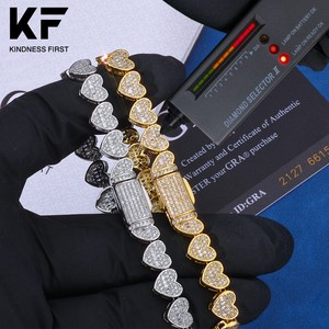 Hip Hop Fine Jewelry Chaîne de tennis 8mm Argent 925 Glacé VVS Moissanite Mixte Incrustation Baguette Coeur Bracelet - Product Image 1