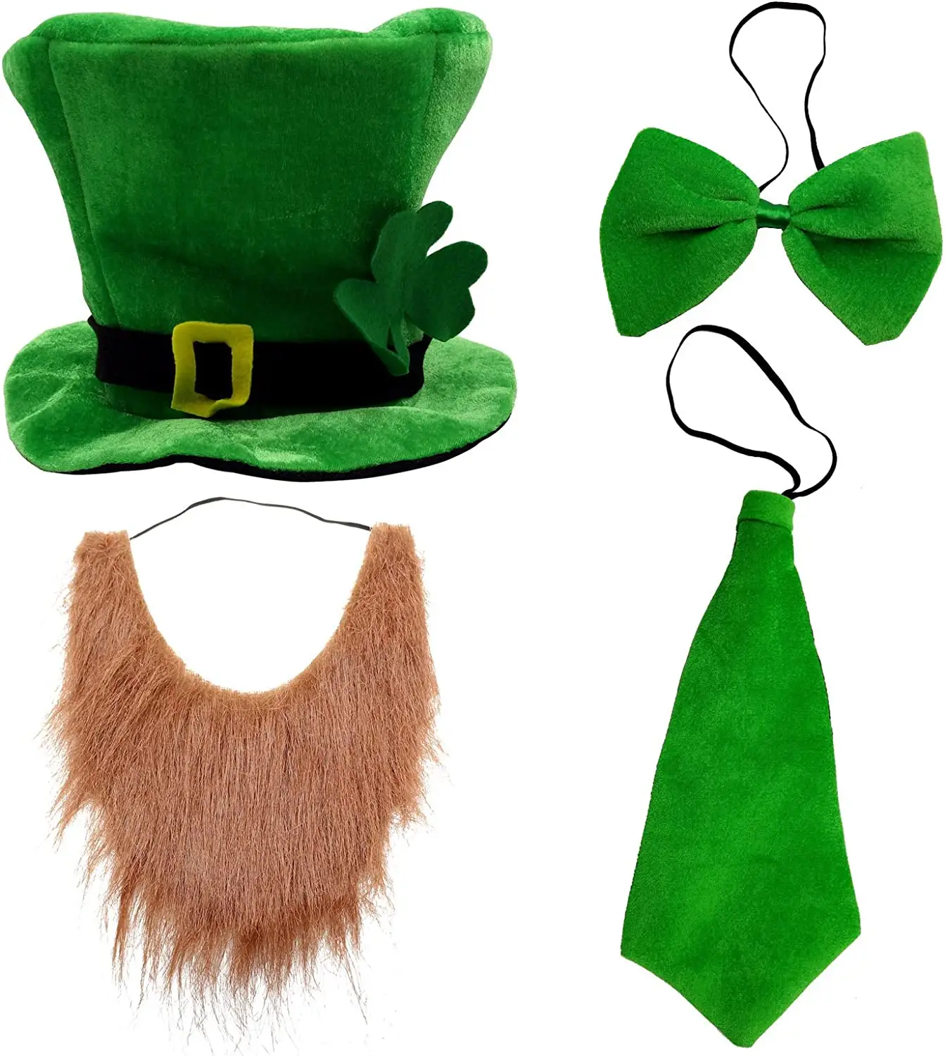 Hot Selling St. Patrick 'S Day Party Kostuum Pak Hoed Vlinderdas Baard Sjaal Voor St Patricks Kostuum