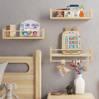 Porte-serviettes mural flottant moderne en bois naturel sculpté à 3 niveaux pour chambre d'enfant, salle de bain, salon