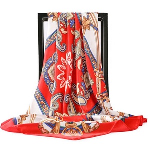 High Quality Retro <strong>Paisley</strong> Totem 90x90 cm <strong>Scarves</strong> Imitated Silk Satin <strong>Scarf</strong> - Product Image 2