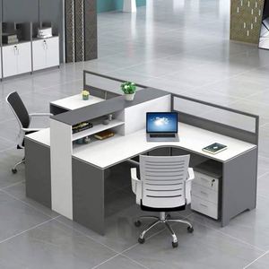 Escritorio Portátil con Pantalla, Moderno y Sencillo, de PVC, Combinación de Silla y Escritorio Doble para 4/6 Empleados, Muebles de Oficina, Estación de Trabajo - Product Image 4