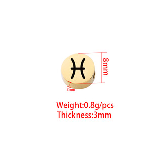 Engraved 12 Zodiac Disc <b>Spacer</b> Charm for Bracelet and Necklace Making | 18K Gold Plated Stainless Steel - Product Image 6