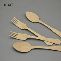 Fourchettes de table en bois de bouleau sculpté 200 mm, durables, élégantes, style baroque vintage, jetables, écologiques, pour fêtes et dîners