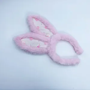 Kid's Stuffed Pink Plush Rabbikid's Stuffed Pint Accessories Bright Bands Cute Bunny Ears For Girls Hair Hoop