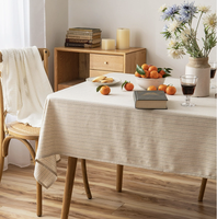Nappe en coton et lin fraîche et légère à rayures, vente en gros pour couverture de table basse