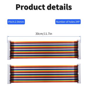 IDC 34 Pin PVC Flat Rainbow <b>Ribbon</b> Cable 30cm 2.54mm Pitch Female to Female for Laptop <b>Wiring</b> - Product Image 2