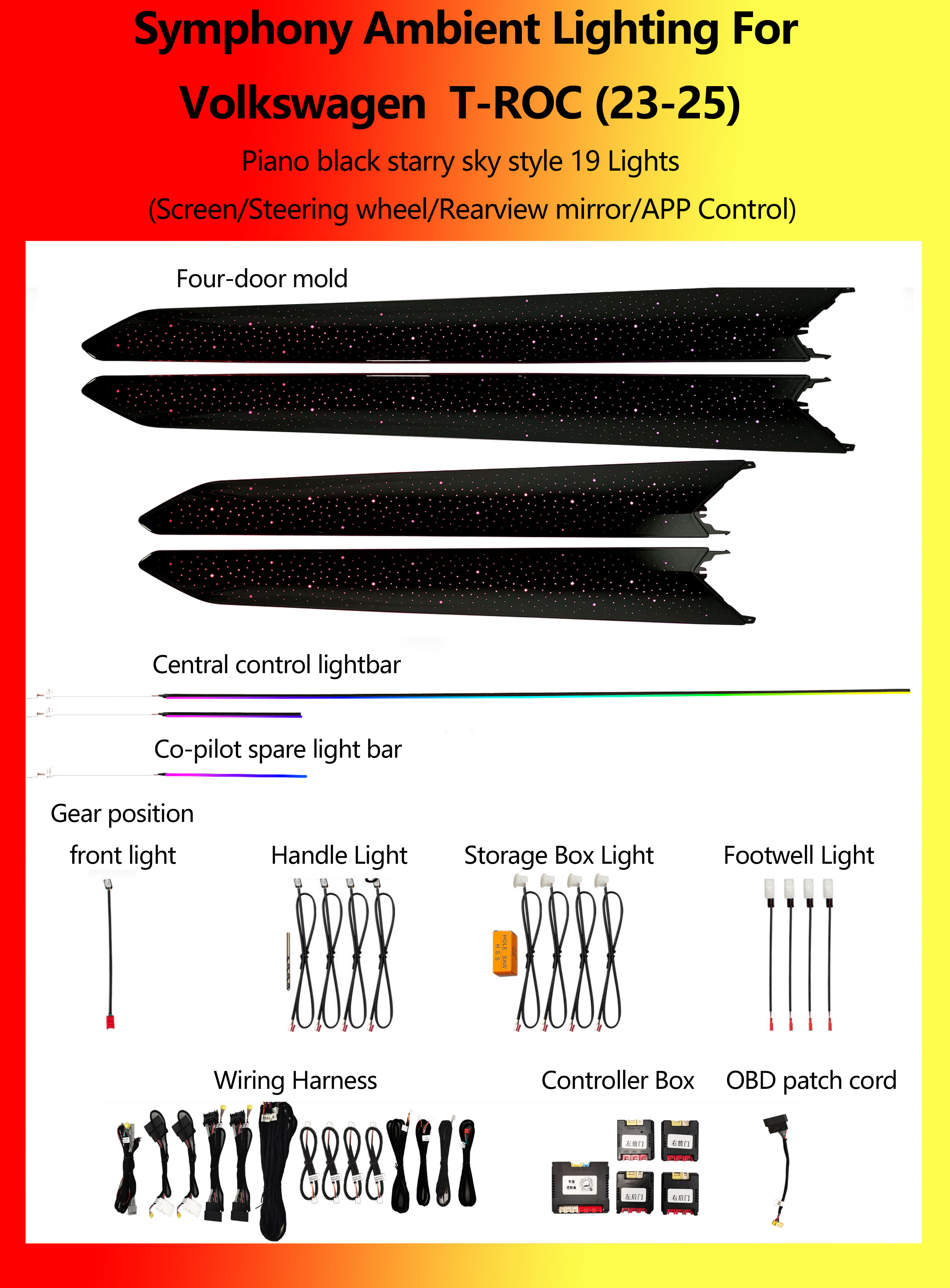 Volkswagen  T-ROC Piano black starry sky Symphony 19 Lights
