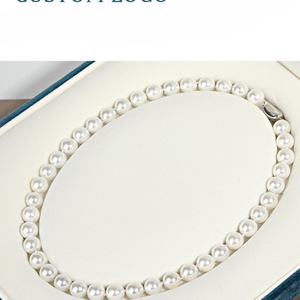 Elegant Handmade Teal PU Leather Pearl Necklace <b>Box</b> Rectangle Shape for Stylish Jewelry Storage - Product Image 6