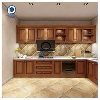 Ensemble d'armoires de cuisine en bois massif sur mesure, meubles de cuisine en bois massif pour la décoration de villas et d'hôtels