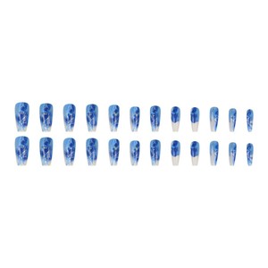 Uñas Postizas con Diseño de Corazón Brillante, Uñas Postizas Largas en Forma de Ataúd con Línea Dorada, 24 Uds., Puntas de Uñas Decorativas, Gran Venta - Product Image 5