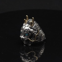Bague Unique Tête de Dragon en Argent 925 pour Homme Ajustable