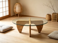 Table basse en verre de luxe haut de gamme, durable, avec pieds en bois massif, design moderne et minimaliste, petit meuble de salon