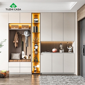 Armoire à chaussures haute de gamme en bois pour salon, <span class=keywords><strong>avec</strong></span> porte, penderie et siège, design modulaire - Product Image 1