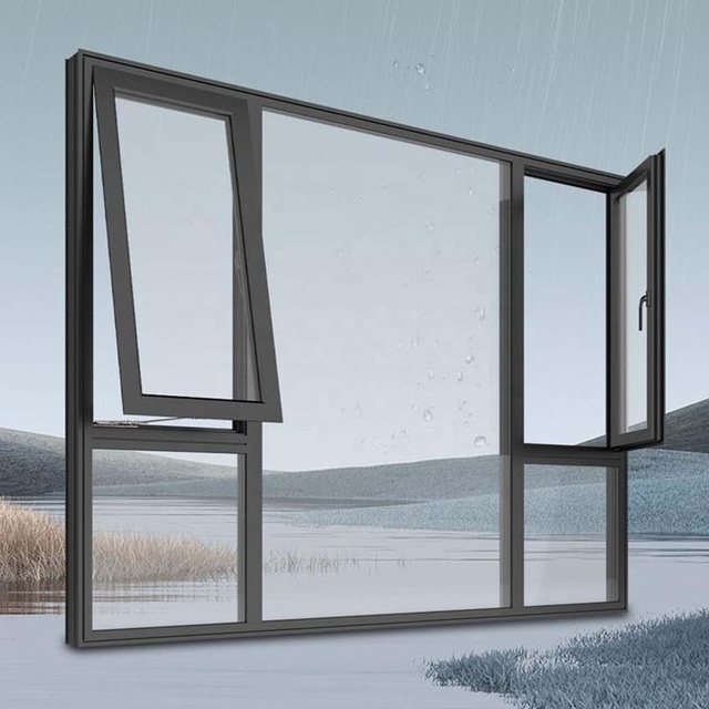 Coating Glass Doors and windows Narrow Double Glazed Tempered Glass Energy Efficient Aluminum Casement windows