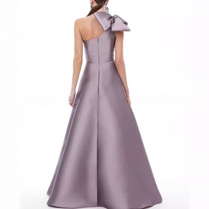 S1540L 2026 New French Style Tube <strong>Top</strong> Bow Satin Oblique Shoulder Pleated Dress Banquet <strong>Lady</strong> Temperament <strong>Evening</strong> Dress - Product Image 4