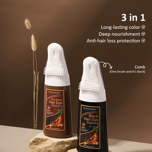 Crème colorante capillaire naturelle à base de plantes sans ammoniaque, en stock directement de l'usine, colorant noir au ginseng, vente en gros, coloration permanente des cheveux - Product Image 1