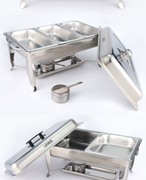 JUYOU Ensemble de réchauds de luxe en acier inoxydable de haute qualité pour buffet et traiteur, avec un, deux ou trois plateaux