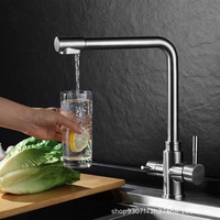 Robinet de cuisine 3-en-1 en acier inoxydable 304, mitigeur purificateur d'eau à poignée unique pour eau potable directe chaude et froide