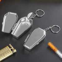 Mini Cenicero de bolsillo portátil para exteriores, herramienta de ataúd, llavero con estilo sin humo, Cenicero de resina para cigarrillos y llave de Metal