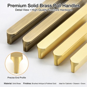 Modern Luxury <strong>Gold</strong> Kitchen Cupboard Drawer <strong>Handles</strong> Knobs Black Long <strong>Wardrobe</strong> Pulls Copper Brushed Solid Brass Cabinet <strong>Handles</strong> - Product Image 3