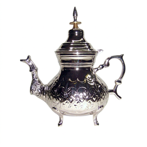 Elegante Servidor de té de plata de un solo tono Patrón de concha en relieve único Centro de mesa de cocina con patas coleccionables Regalo hecho de metal - Product Image 1