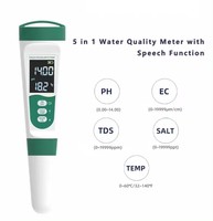 Prix usine écran numérique affichage 5 en 1 mètre Ph/Tds/Ec/sel/température testeur pour poissons d'ornement et plantes aquatiques qualité de l'eau