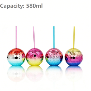 Gobelet réutilisable de 580 ml en plastique PS, écologique et alimentaire, style sport, avec paille, pour fêtes - Product Image 3
