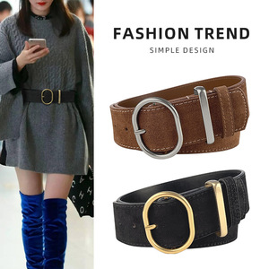 <span class=keywords><strong>Ceinture</strong></span> large de luxe en cuir de vachette suédé avec boucle, pour <span class=keywords><strong>femme</strong></span>, design tendance, en <span class=keywords><strong>velours</strong></span> givré - Product Image 1