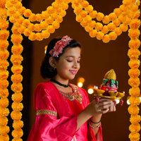 Guirlande de fleurs de marigold faites à la main en Inde, 5 pieds de long, pour la décoration de Pooja, de mariage, de Noël, de Diwali et de remise de diplôme