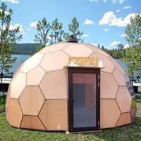 Tente d'hôtel moderne de luxe double cadre en aluminium dôme en verre nid d'abeille en bois 6m de diamètre quatre saisons étanche extérieur Glamping