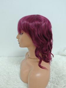 Promoción $18 Non Lace Bang Color rizado peluca 14 pulgadas máquina <span class=keywords><strong>Mad</strong></span> peluca corta Bob peluca al por mayor cabello humano con explosión para mujeres negras - Product Image 3