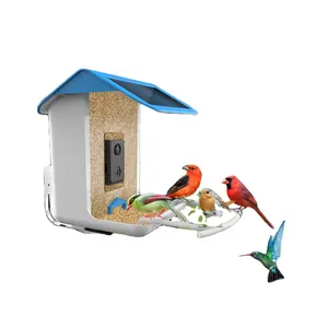 Casa de alimentación de comida salvaje impermeable, alimentador de aves inteligente con cámara HD, Color azul, pino lago