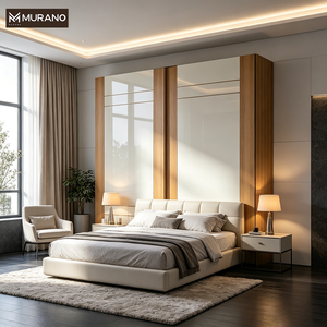 <span class=keywords><strong>Armoire</strong></span> moderne à portes coulissantes en bois laqué brillant, combinaison de panneaux pour chambre à coucher, rangement de vêtements - Product Image 1
