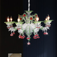 Lustre en verre de Murano soufflé à la main, lampe suspendue en verre coloré pour salle à manger, villa, décoration de la maison