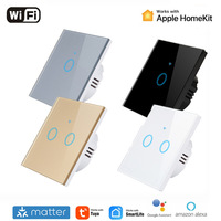 Interrupteur mural intelligent Matter Smart Touch EU UK 1 2 3 4 Gang WiFi, contrôle vocal à distance par Alexa Google Homekit, sans neutre
