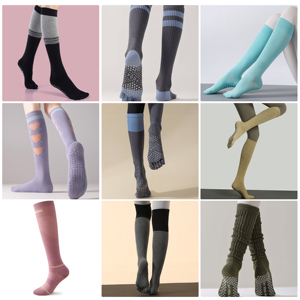 Chaussettes de Pilates personnalisées en gros avec logo, marque privée OEM, montantes jusqu'aux cuisses, à maintien souple, fabriquées en usine - Product Image 3