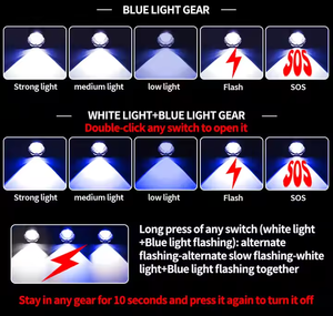 屋外パワーLEDトーチ懐中電灯6000ルーメン白イエローブルーライトアルミ合金ボディUSB充電IP55評価 - Product Image 3