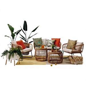Conjunto de Sofá Moderno para Jardín, Muebles de Mimbre para Patio, 5 Piezas, Silla, Mesa Lateral, Muebles de Ratán, Cómodos para Relajarse al Aire Libre - Product Image 3