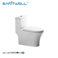 WC monobloc moderne à poser au sol, à chasse directe, durable, idéal pour les projets de salle de bain ou d'hôtel