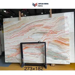 Nouveau Design Pierre Naturelle Bookmatched Dalle Rainbow Onyx Marbre Apulostone