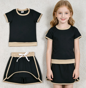 Conjunto de Falda y Camiseta de Manga Larga con Estampado Informal para Niñas Pequeñas, Transpirable, para Jugar al Tenis - Product Image 1