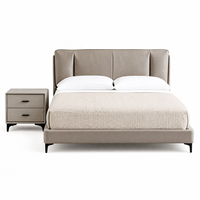 Cadre de lit rembourré moderne gris kaki, taille King, en cuir véritable haut de gamme, ensemble de lit moelleux, fabrication de meubles de chambre à coucher